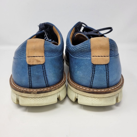 Ecco Shoes Men\'s 9 Leather Blue Lace Up Oxfords Rubber‎ Sole Comfort Leather main image 8